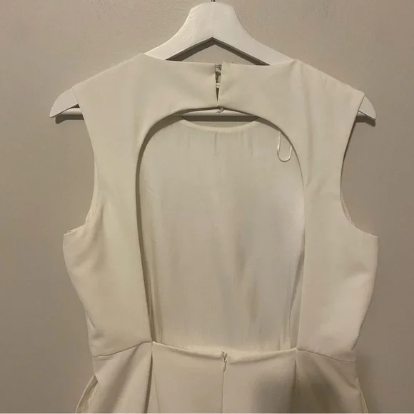Zara Cream Sheath Dress Size L Elegant Minimalist Cocktail Evening - Picture 3 of 7